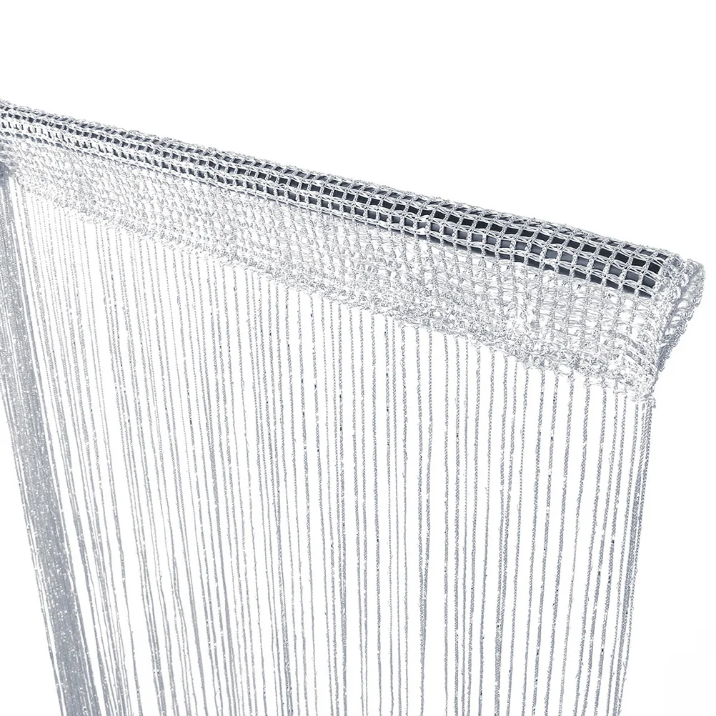 

2pcs Thickened Door String Curtain Thread Curtain Wall Window Room Divider Tassel Curtain for Home Wedding Party (Silver + White