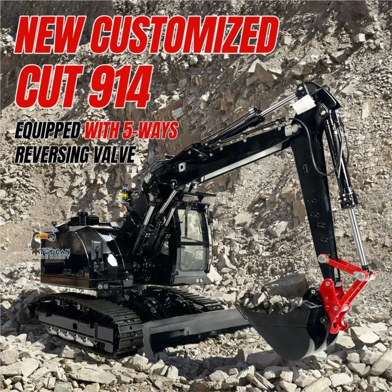 Metal 1/14 RTR RC Hydraulic Excavator 914 5ways Valve Remote Control Digger Model Construction Vehicle ST8 Radio Truck Machine