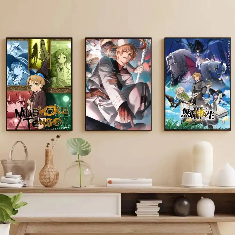 M-Mushoku Tensei Jobless Reincarnation   DIY Sticky Poster Vintage Room Bar Cafe Decor Home Decor
