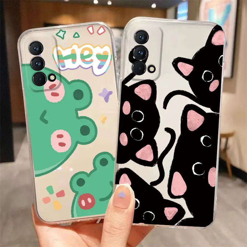 เคสโทรศัพท์ลายแมวรักดอกไม้ผีเสื้อสำหรับ Realme 11 11X C55 C67 9 8 10 Pro PLUS GT NEO 3T GT Master GT2 8 5G ปลอกซิลิโคน