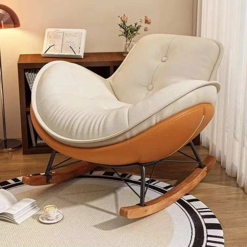 

Modern Eggshell Design Adult Single Leisure Chair Metal Rocking Recliner with Lazy Sofa for Living Room & Balcony Use