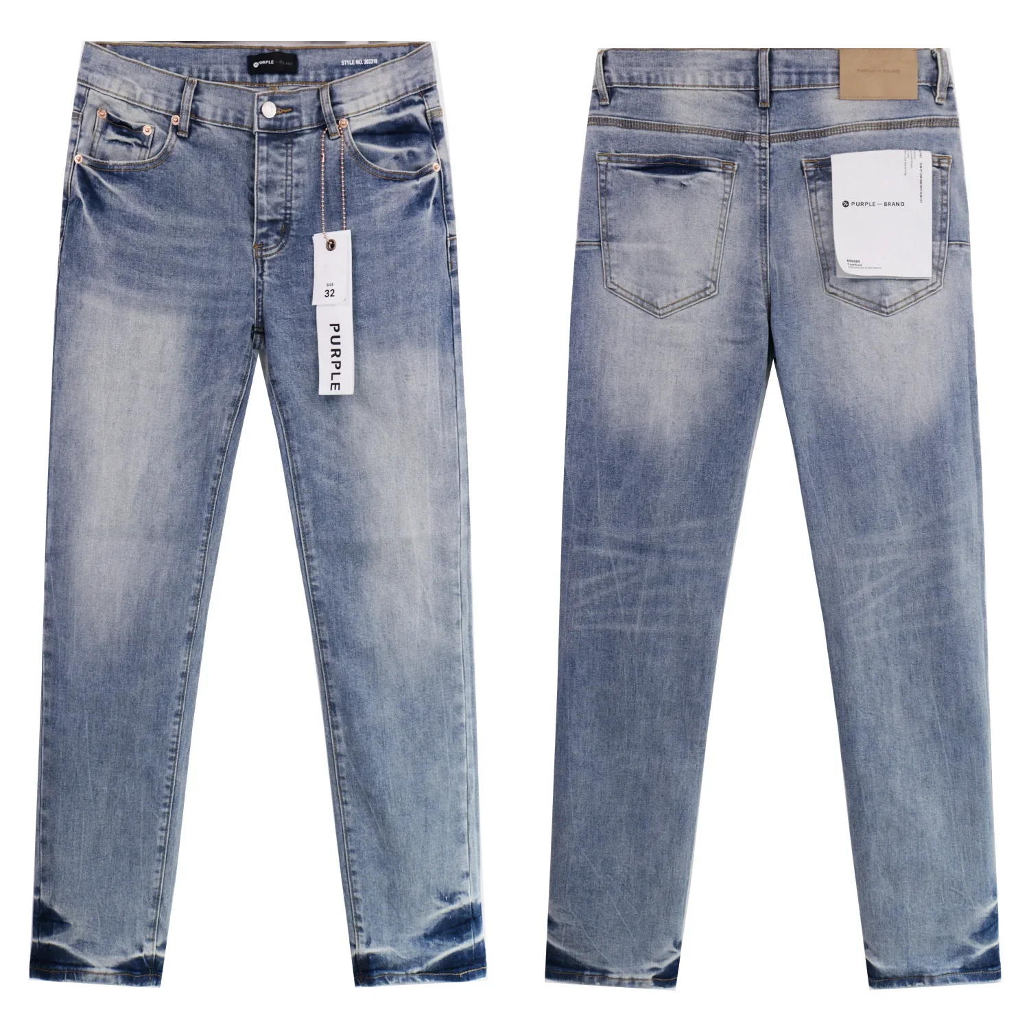 High Street Men's Coated Four Seasons Straight Jeans with Ruffian Ripped Detail