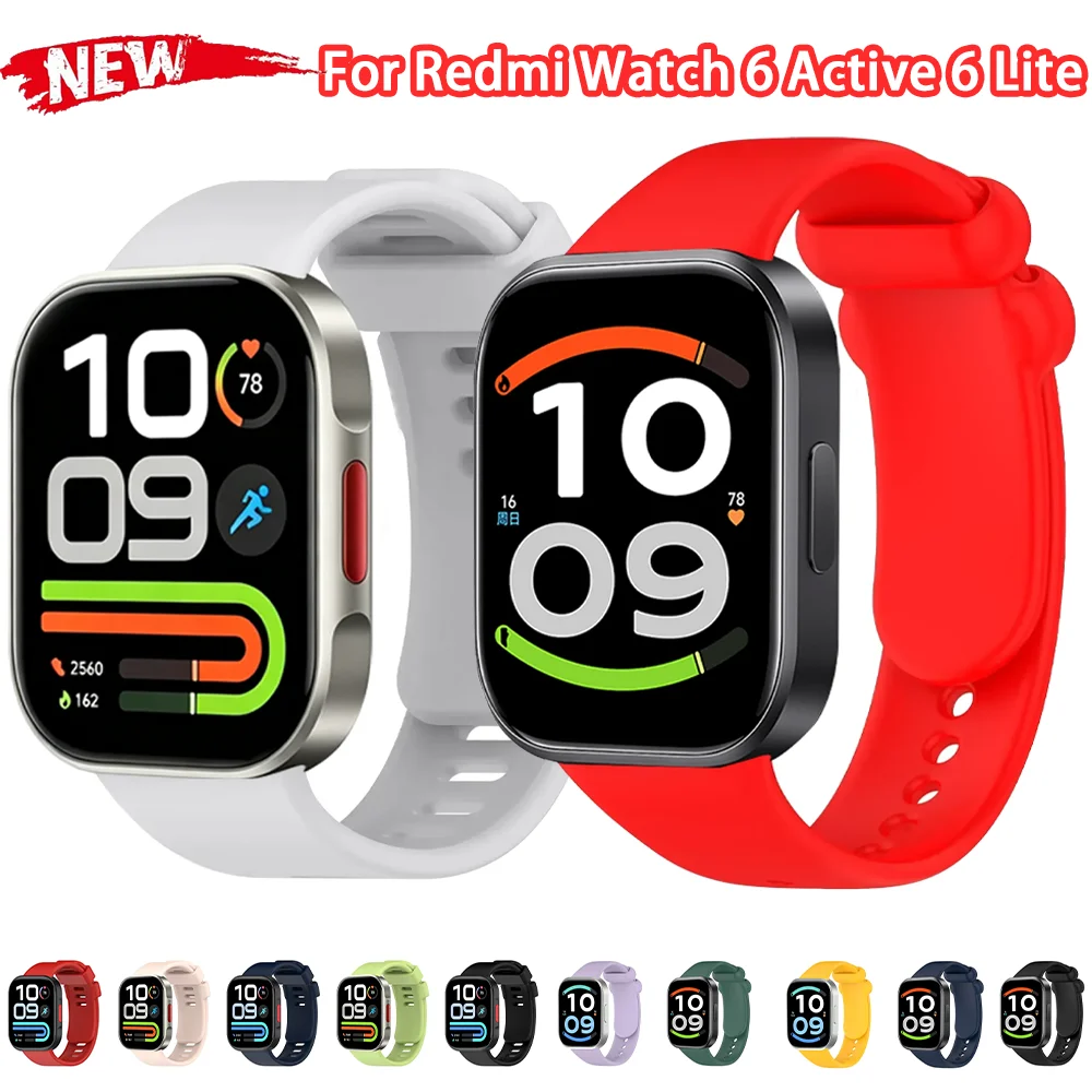 Original Sports Soft Silicone Strap for Redmi Watch 6 Active 6 Lite 6 5 4 Wristband for Xiaomi Mi Band 10 Pro 9 Pro 8 Pro Correa