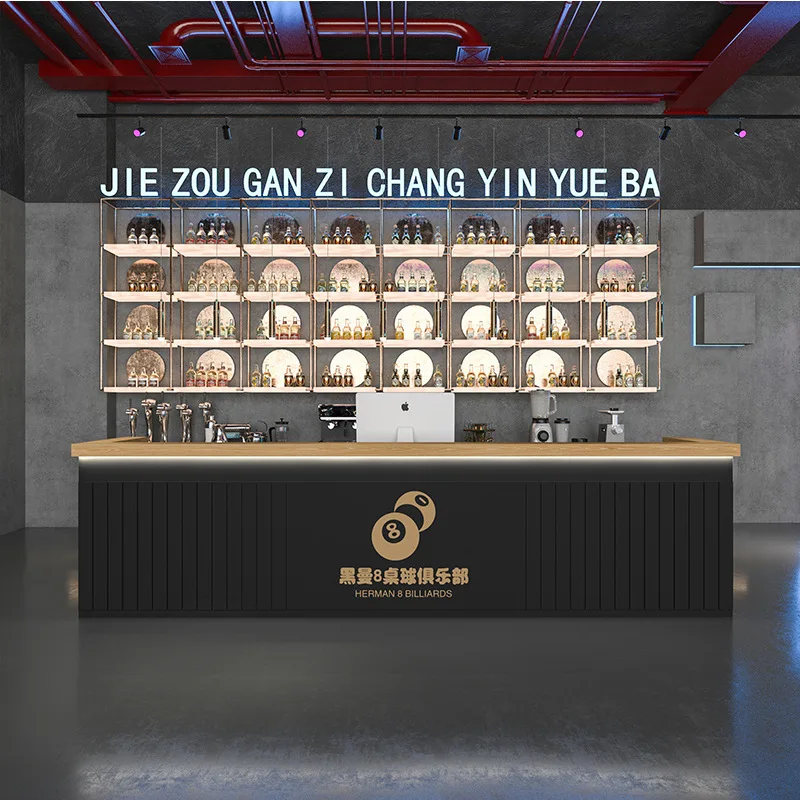 

Retro Industrial Reception Desk Hotel Front Billiard Hall Reception Desks Typhoon Bar Office Furniture Reception Et Table YS40CC