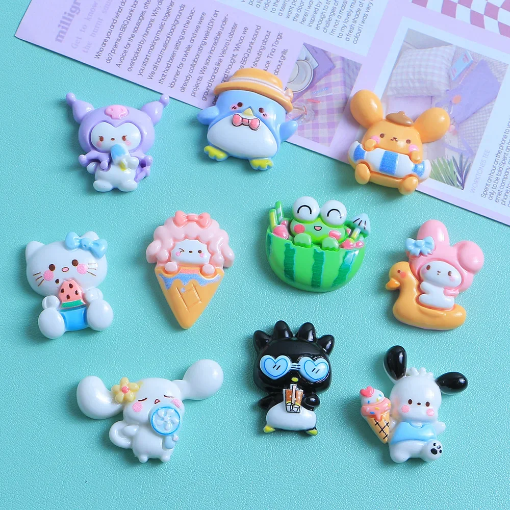 

10Pcs New Cute Resin Cartoon Dog Rabbit Penguin Flat Back Parts Embellishments For Hair Bows Accessories