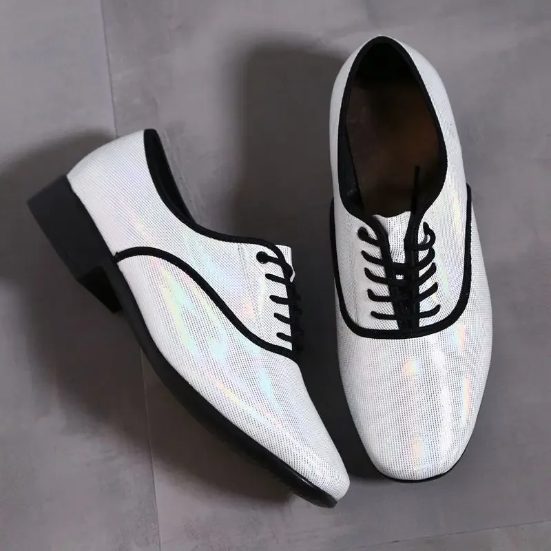2025 Modern Dance Shoes Men Genuine Leather Soft Square Dancing Shoes GB Social Waltz Dance Shoes Breathability Sneakers Tango