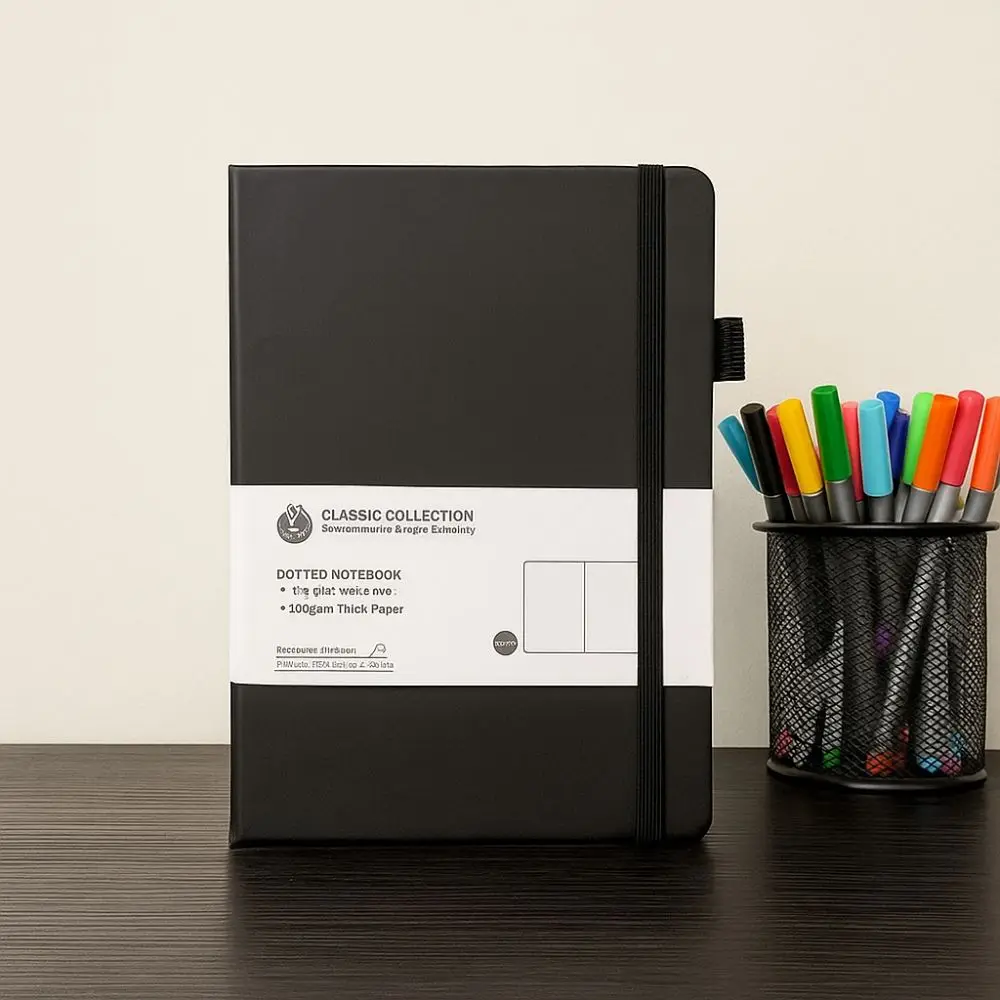 Einfaches Premium-Notizbuch im A5-Format mit Bindeband, Lesezeichen, Band, Tasche, Notizblock, Gesäßtasche, Tagebuch, Planer, Notizen, Büro