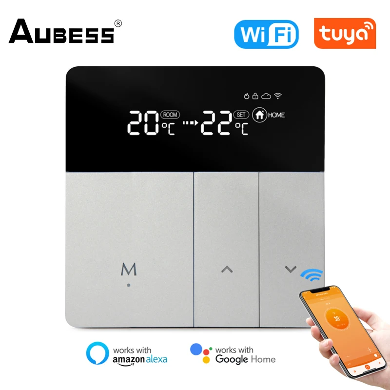 

Aubess WiFi Smart Thermostat Controller Electric Floor Heating Water/Gas Boiler Tuya Smart Thermostat Works With Alexa Google