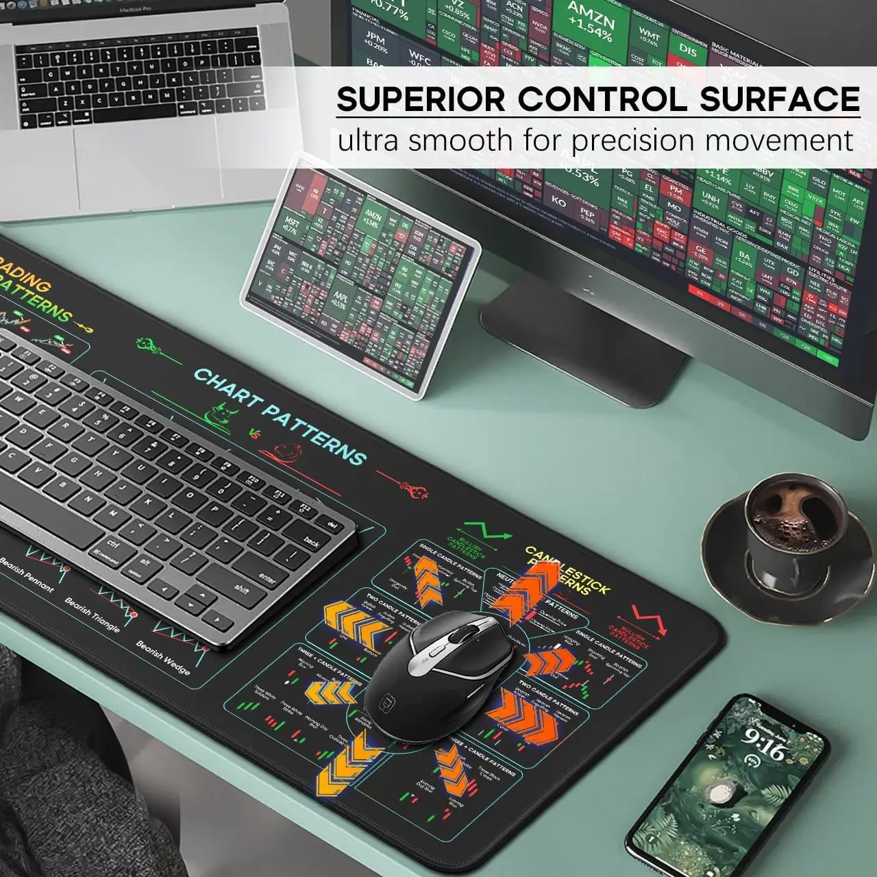 سوق الأسهم الاستثمار يوم التاجر تجارة لوحة الماوس أنماط الرسم البياني ورقة الغش، لوحة ماوس الكمبيوتر/حصيرة مكتبية مع حواف مخيطة #5