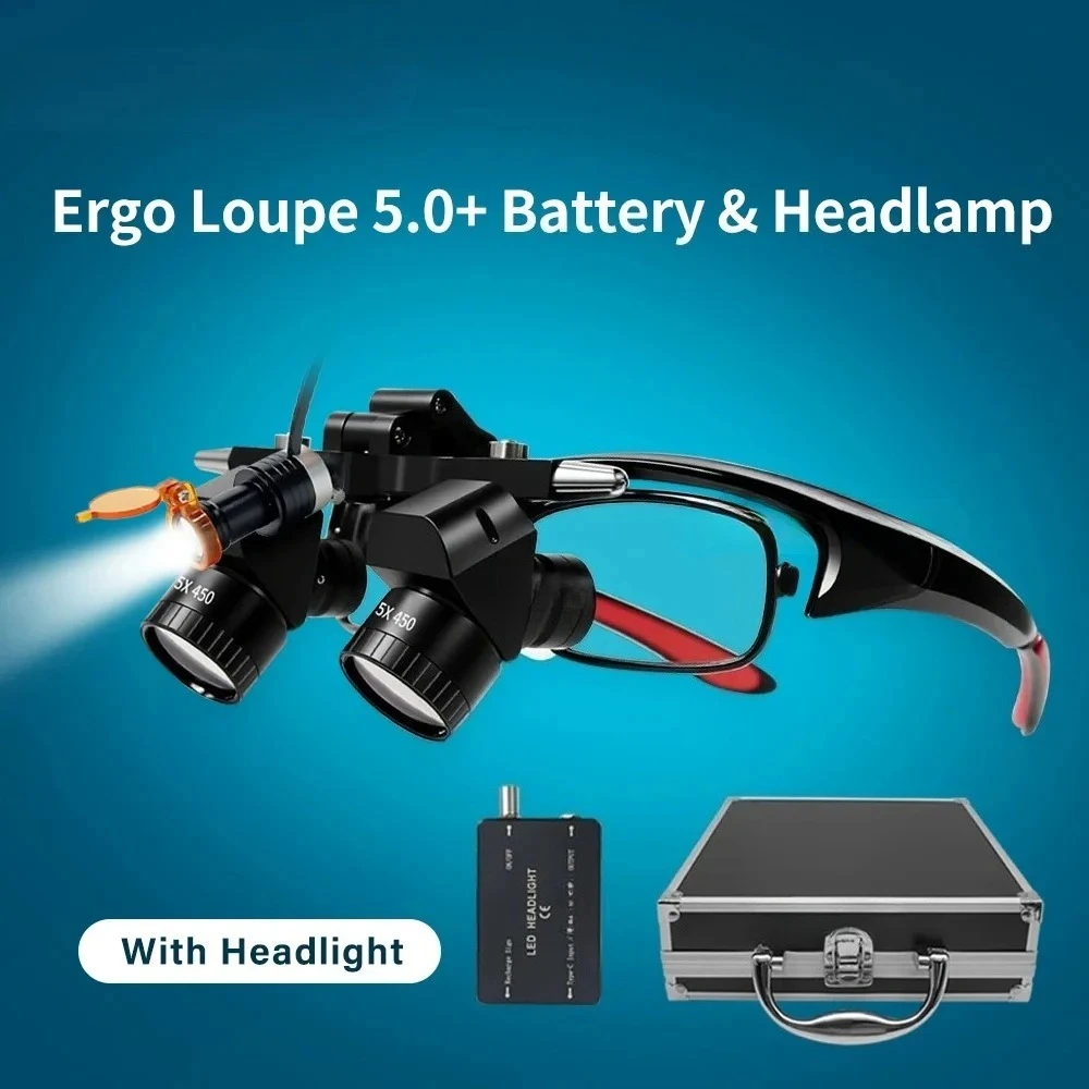 5X High-Performance Loupes LED Ergo Conversion Lens Loupes Corner Structure Parallel Field of Vision Plastic Adjustment