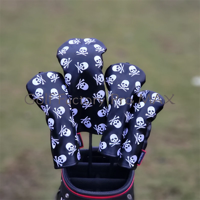 Fashion Skull Golf Club Driver Fairway Woods Hybrid Ut Putter And Mallet Putter Headcover Golf Head Cover