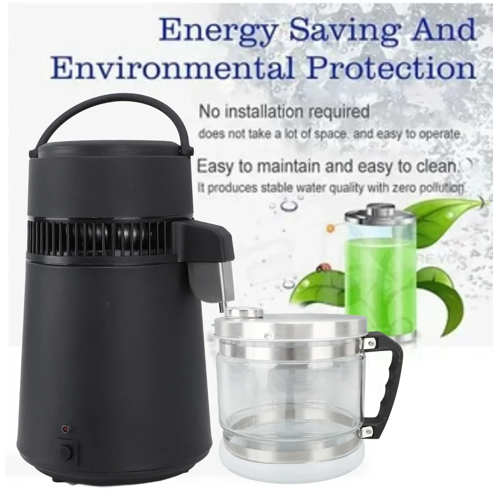 

4L Distilled Water Container Replacement Storage Collection Bottle Glass Jar for Home Beauty Countertop