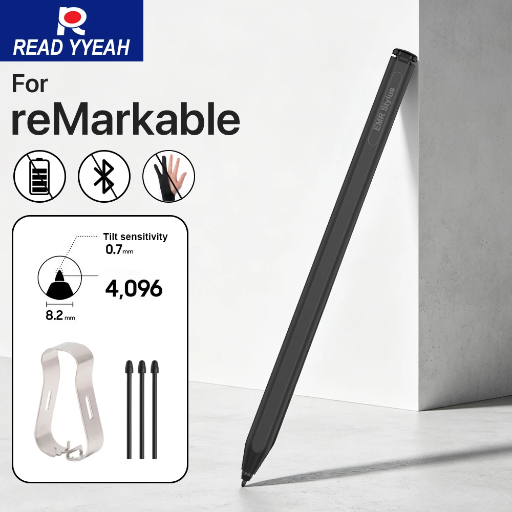 

Стилус EMR для reMarkable 2 с ластиком, 4096 уровней чувствительности к нажатию, обнаружение наклона, защита от случайных касаний ладонью, замена маркера Plus