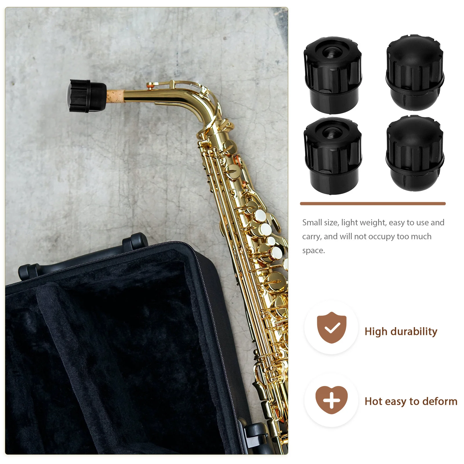 

4pcs Soprano Saxophone Plug Small Replacement End Stopper Durable Plastic Protective Cap For Sax Repair Accessory Music