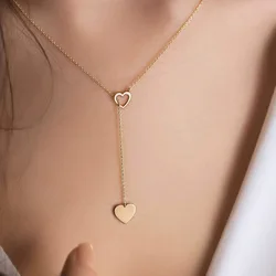 Fashion Love Heart Long Pendant Necklace Adjustable Chain Necklace For Women Wedding Party Collar Charms Chokers Jewelry Gift