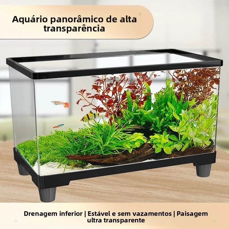 two-in-one-turtle-tank-home-use-plastic-organic-glass-fish-tank-landscape-turtle-tank-bottom-drainage-desktop-aquarium