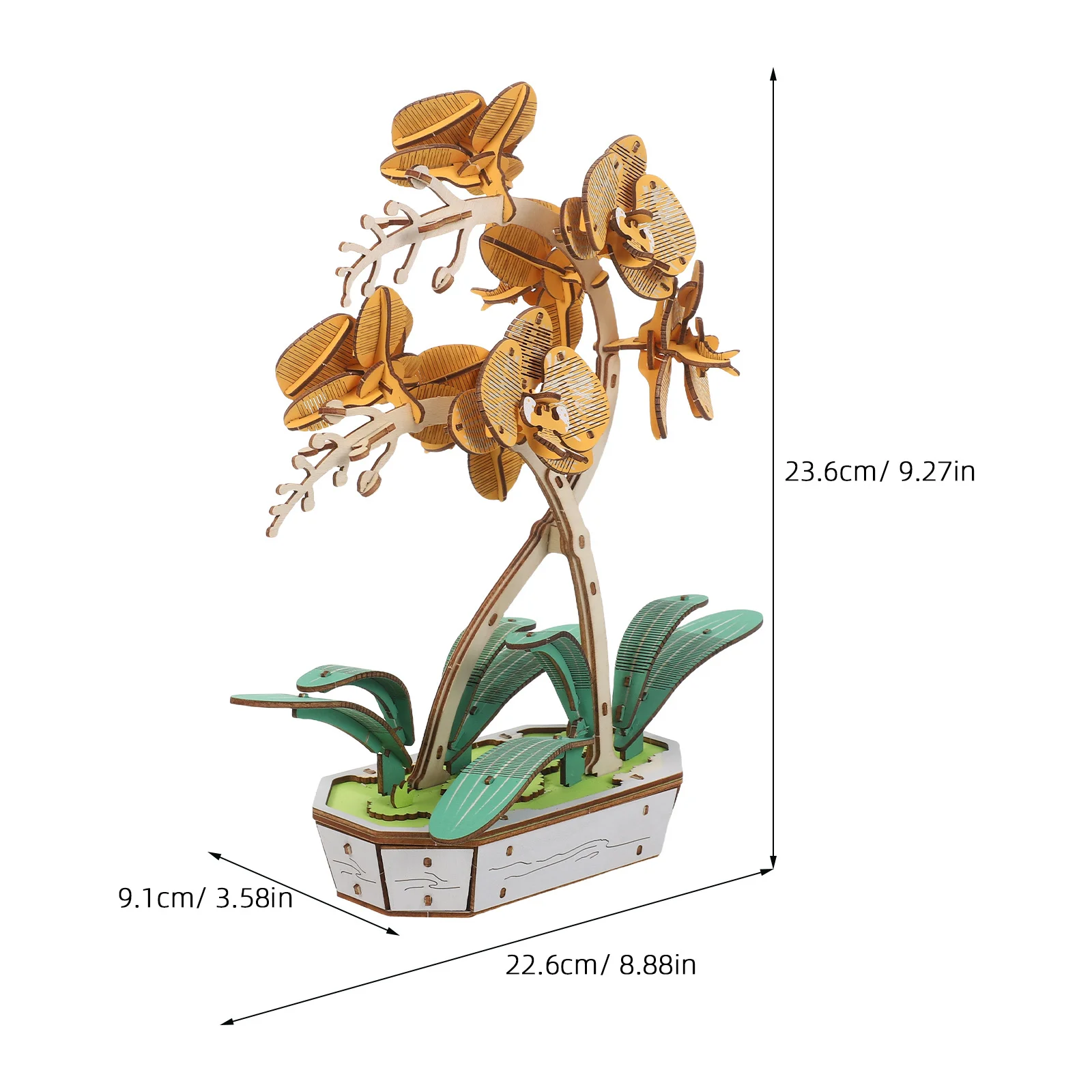 3D Wooden Flower Puzzle Kit Phalaenopsis Diy Building Set Natural Wood Craft Desktop Decor Artificial Bouquet Educational Puzzle