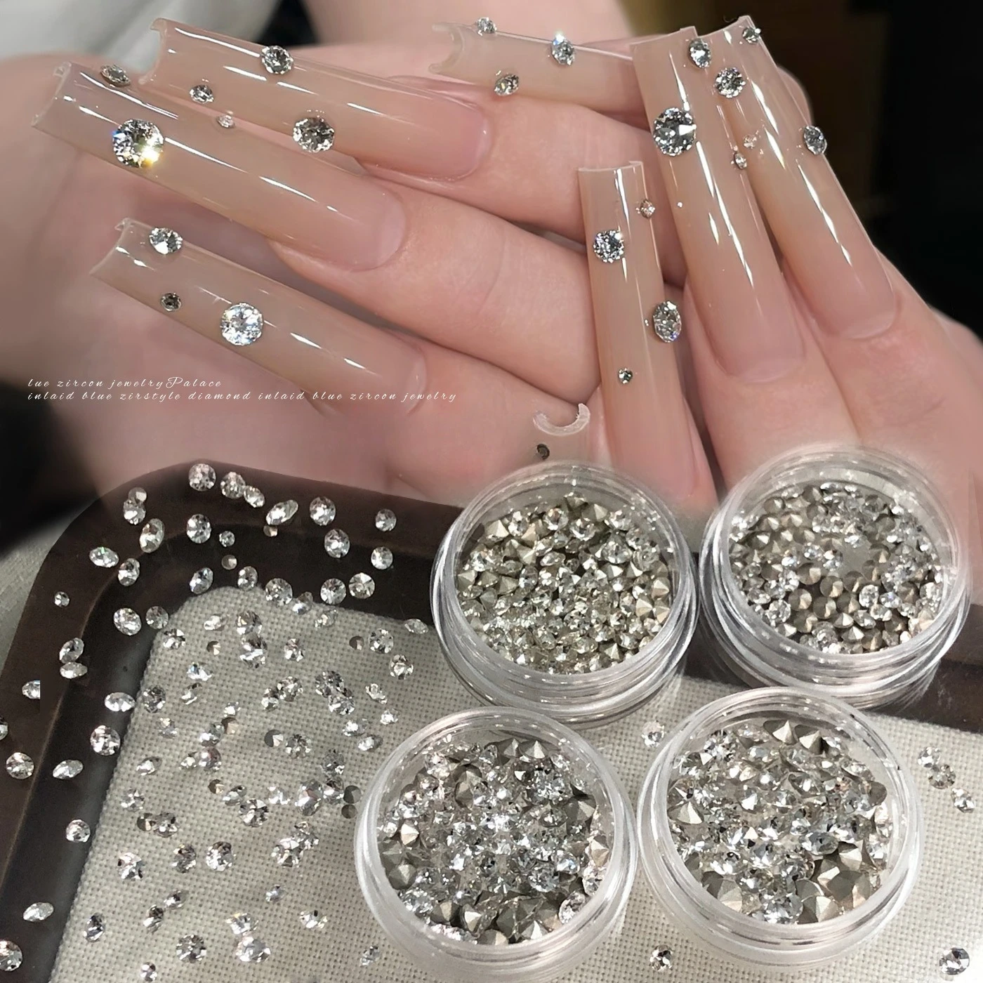 100Pcs Pointed Back Round K9 Nail Rhinestones, Sparkly Multi Faceted Crystal Filling Gems, DIY Nail Art Decor Accessories