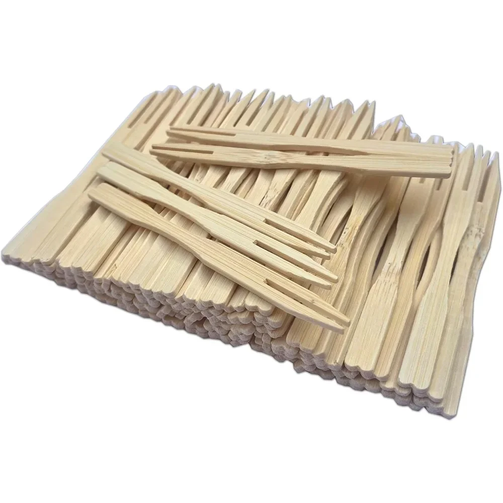 Mini Fork100 Woodpecker Party Anniversary Event,Bamboo Fruit Fork Disposable KTV Bar Club Household Dim Sum Fork