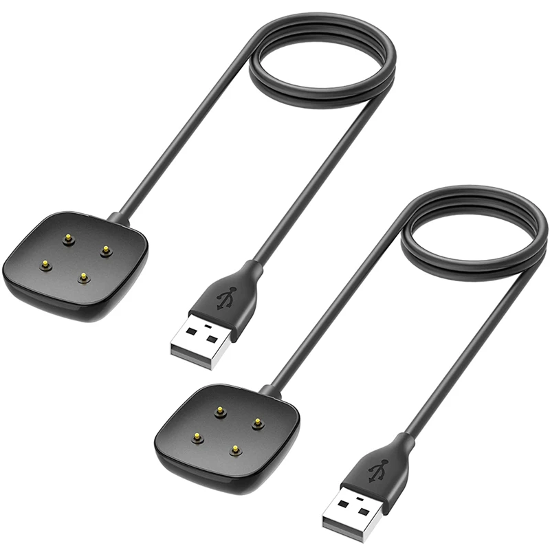 2Piece Replacement USB Charging Cable Cord Stand Wireless Charger For Versa 3 &Sense Watch