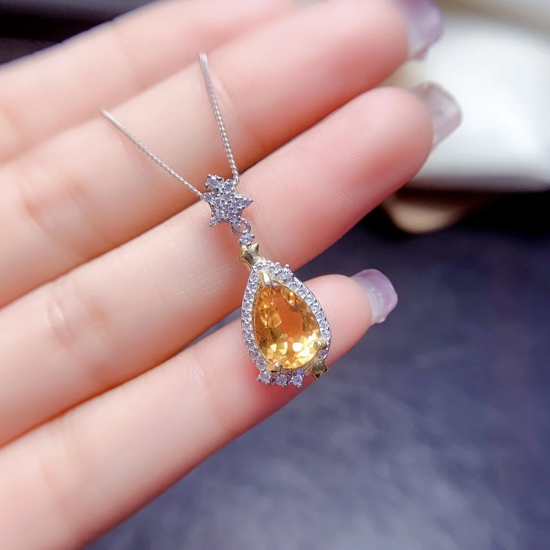 Women's Pendant 925 Sterling Silver Natural topaz Fire Color Super Good Free Shipping Certified jewelry Women's gem boutique