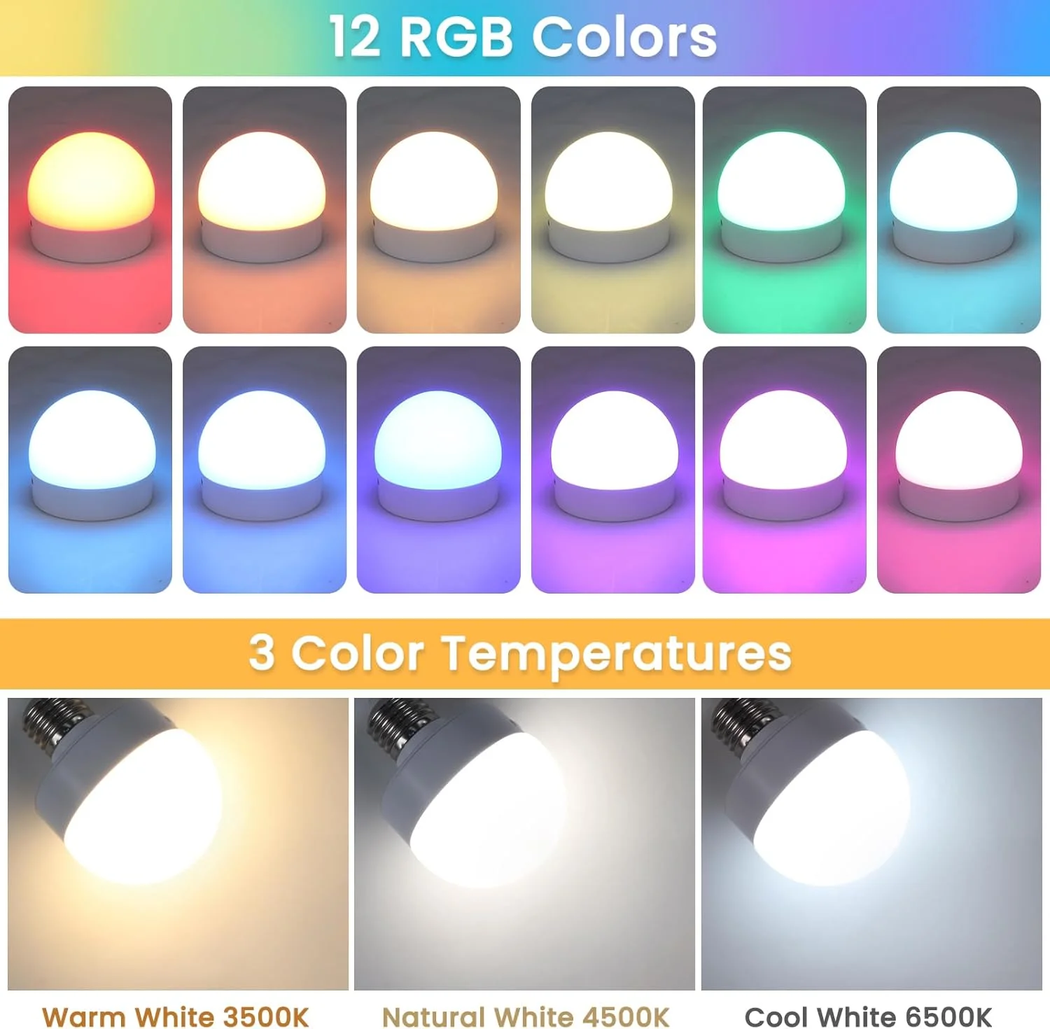 Rechargeable LED Light Bulbs with Remote Dimmable E12 E26