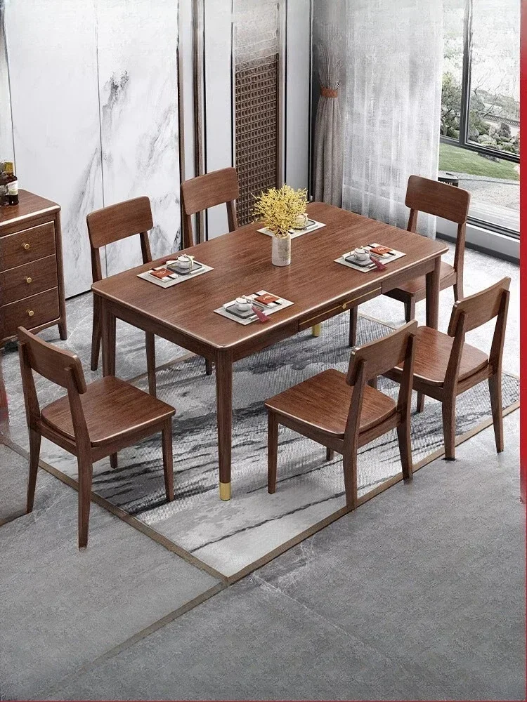 

New Chinese solid wood dining table and chair combination furniture