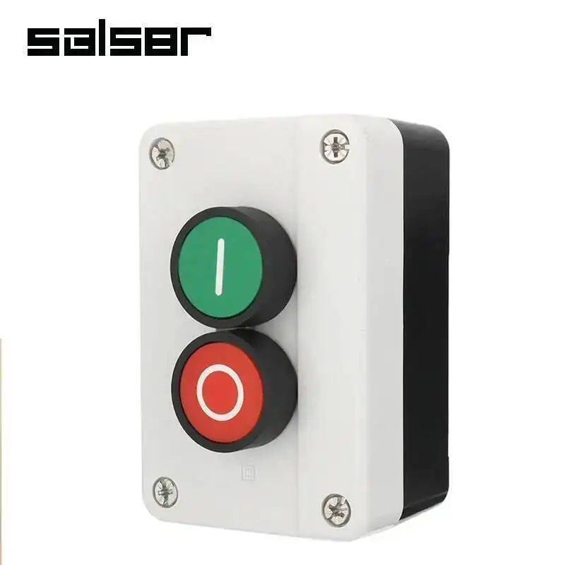 2P مفتاح بـزر دفع صندوق البعيد بدء إيقاف المحرك الملف اللولبي IP55 1NO 1NC الاتصال المجهزة غير الحفاظ على/لحظة