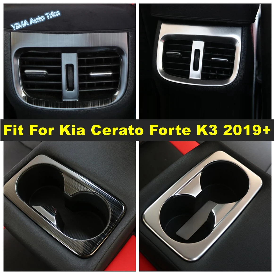 

Auto Rear Armrest Box Air AC Outlet / Water Cup Holder Decor Frame Cover Trim Accessories For Kia Cerato Forte K3 2019 - 2023