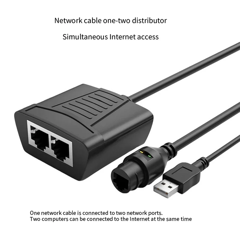 A13E-RJ45 Splitter 1 To 2 Ethernet Adapter Compatible Cat5 Cat5e Network Cable Extender For Router Laptop Easy To Use (Male)