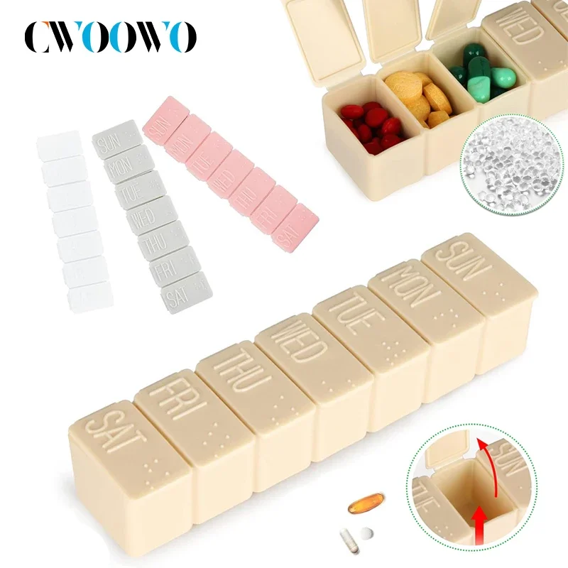 1/2/4PCS Weekly Small Pill Organizer, 7 Day Pill Case, Daily Vitamin Case Box, Pill Containers for Supplements Fish Oil