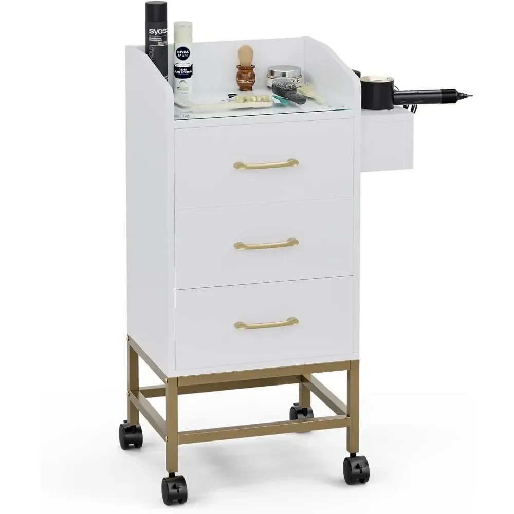 Salon trolley,Beauty Salon Storage Trolley Cart,Barber Salon Styling Station Cabinet,GlassTop Hair Stylist Station,Salon trolley