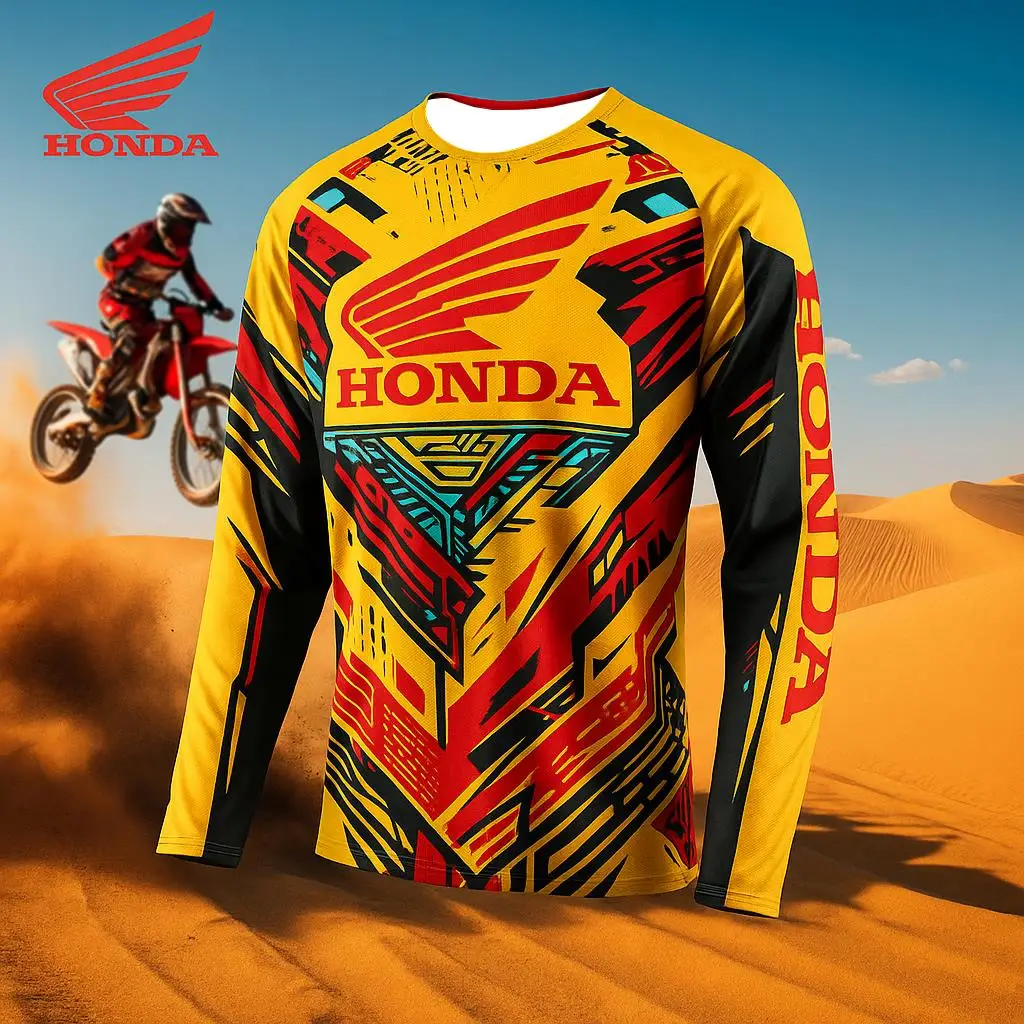 

Джерси для внедорожного мотоцикла Honda с принтом, спортивная футболка с длинными рукавами для гонок на горных велосипедах, дышащий быстросохнущий топ