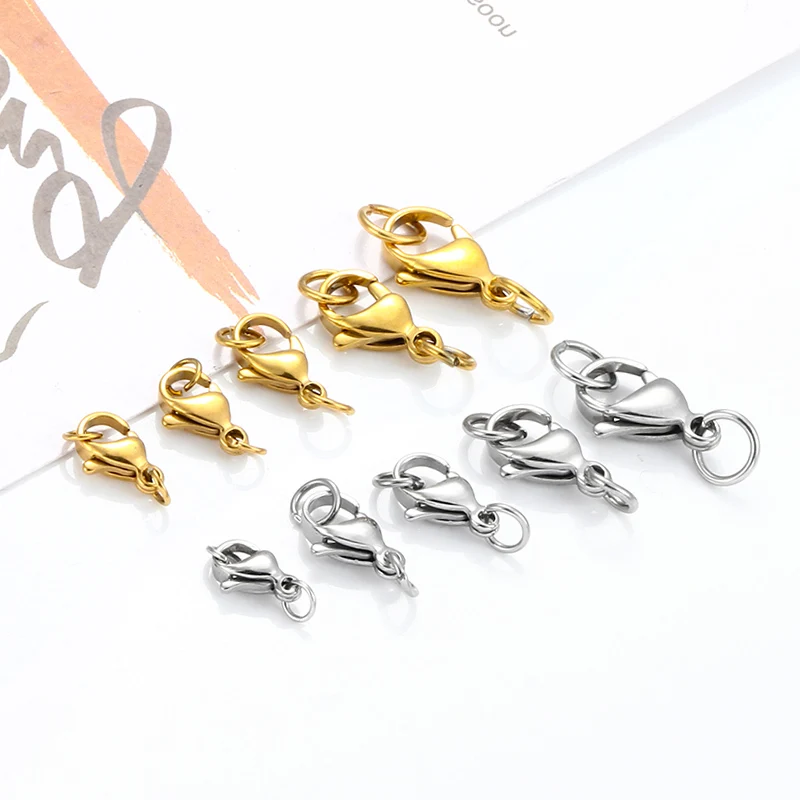 

Polishing Shining Lobster Clasps With Jump Rings StainlessSteel Jewerly Making Supplies Accessorie Connetor Necklace Chains Hook