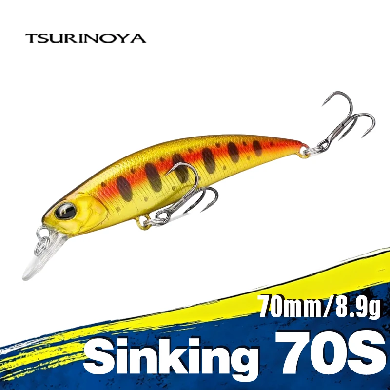 Tsurinoya nova isca de pesca dw75 afundando minnow isca dura 70s 70mm 8.9g jerkbait wobbler isca de pesca de água doce baixo truta isca