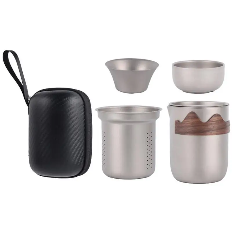 

Titanium Tea Ceremony Set Outdoor Elegant Teapot Lightweight Kung Fu Tea Set Camping Equipment Anti-Scald Cookware accessories