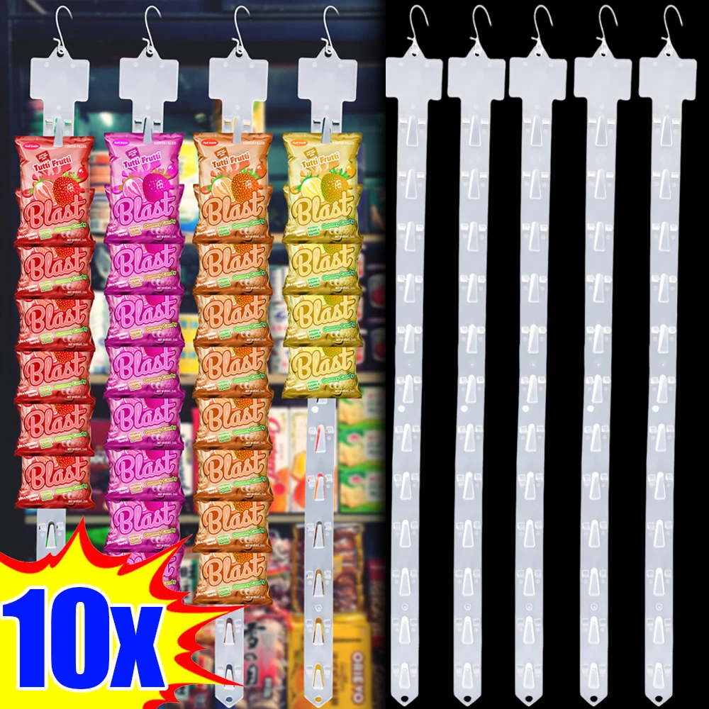 10/1PCS Supermarket Snack Hanging Strips Useful Shop Merchandising Clip Strips Store Home Plastic Snacks Display Hanger Hooks