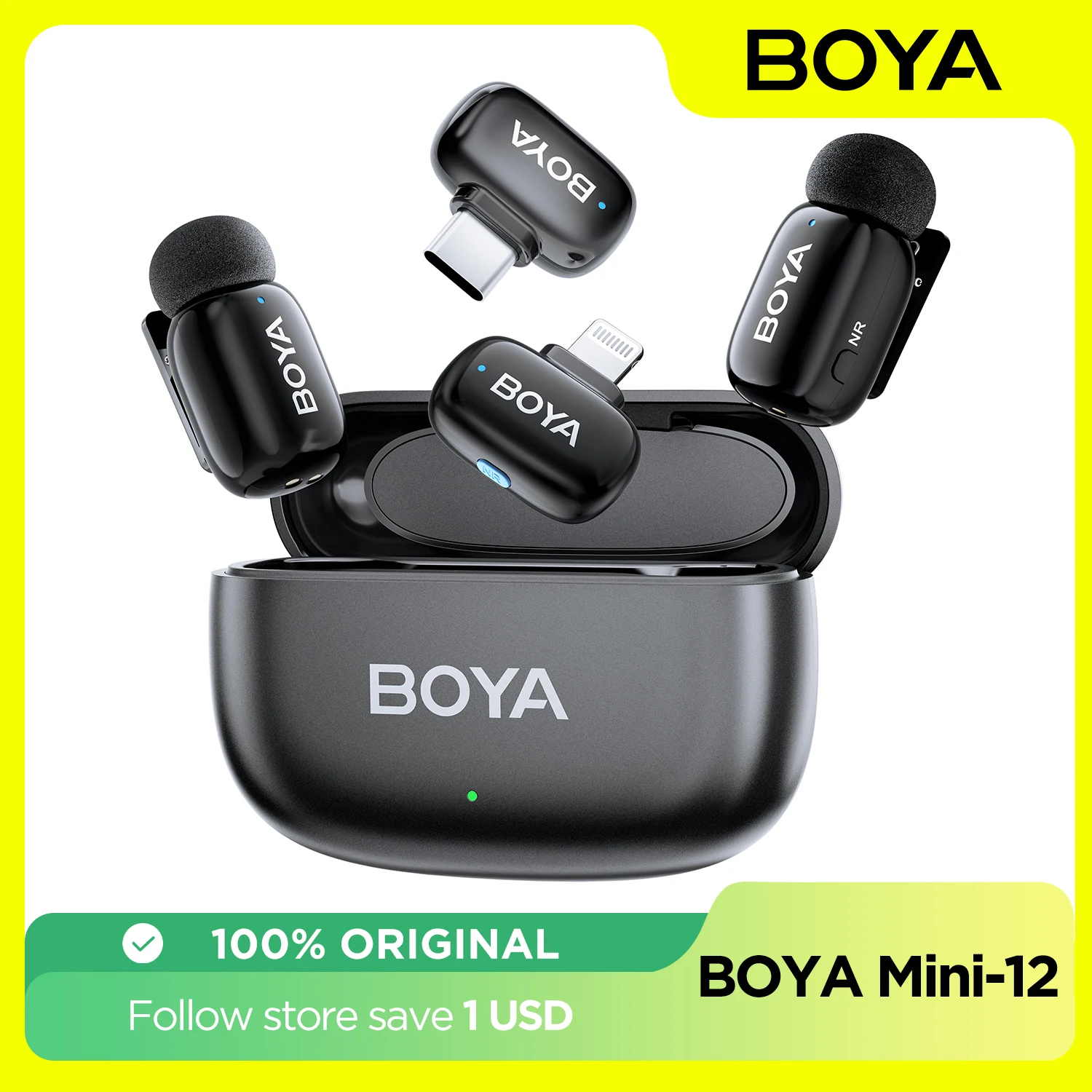 

Boyamini Wireless Lavalier Microphone for iPhone Android Smartphone PC Computer , Vlogging TikTok YouTube Content Creators