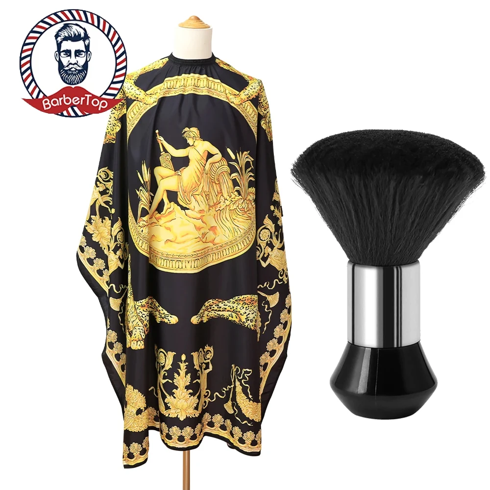 

Hair Cutting Cape with Haircut Brush Pro Salon Hairdressing Cloth Gown Barber Hairdresser Apron Haircut Coat Barbershop Tool