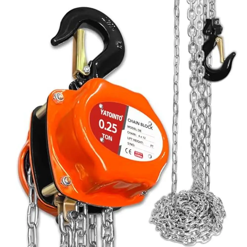 Compact Portable Mini Hand Chain Hoist 1/4 Ton 550Lbs 10FT Lift Height Efficient Brake System Durable Reliable Safe Easy