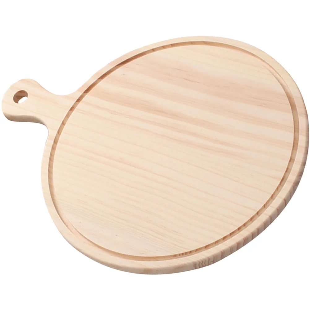 Round Cutting Board Pizza Serving Breadboard Oven Tray Steak Plate Wooden with Handle for