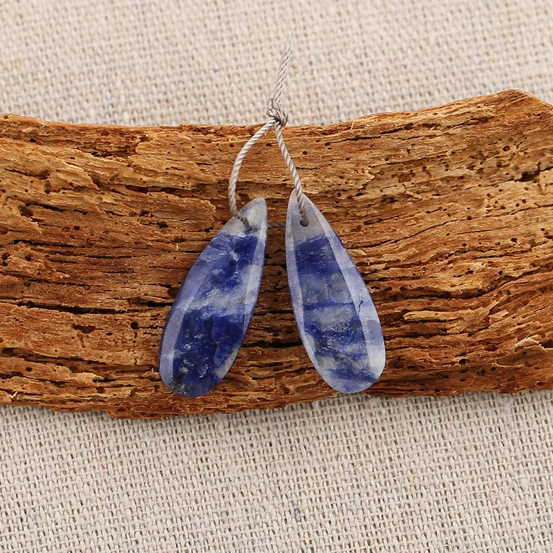 B&F Handmade Lapis Lazuli Pendants, Genuine Natural stones beads, Unique Stones for jewelry & DIY Earring Beads