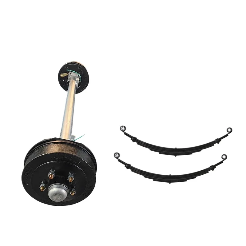 For Axle Round Tube Straight Axle Trailer RV with Brake, Yacht Trailer Leaf Spring Matching Electric Brake Assembly