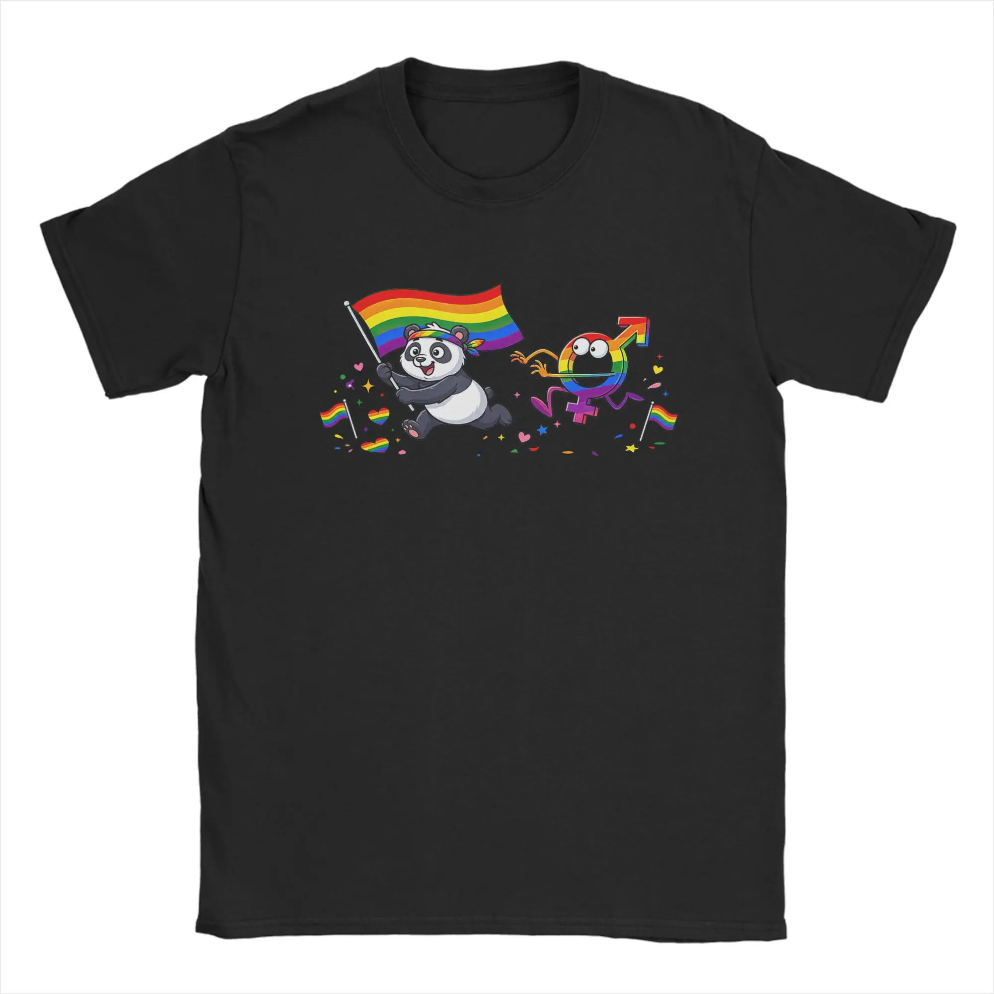 Funny Panda LGBT Rainbow Lesbian Gay Pride Women Men Cotton T-Shirts For Men Trending Casual Tee Shirt Short-Sleeved Tops
