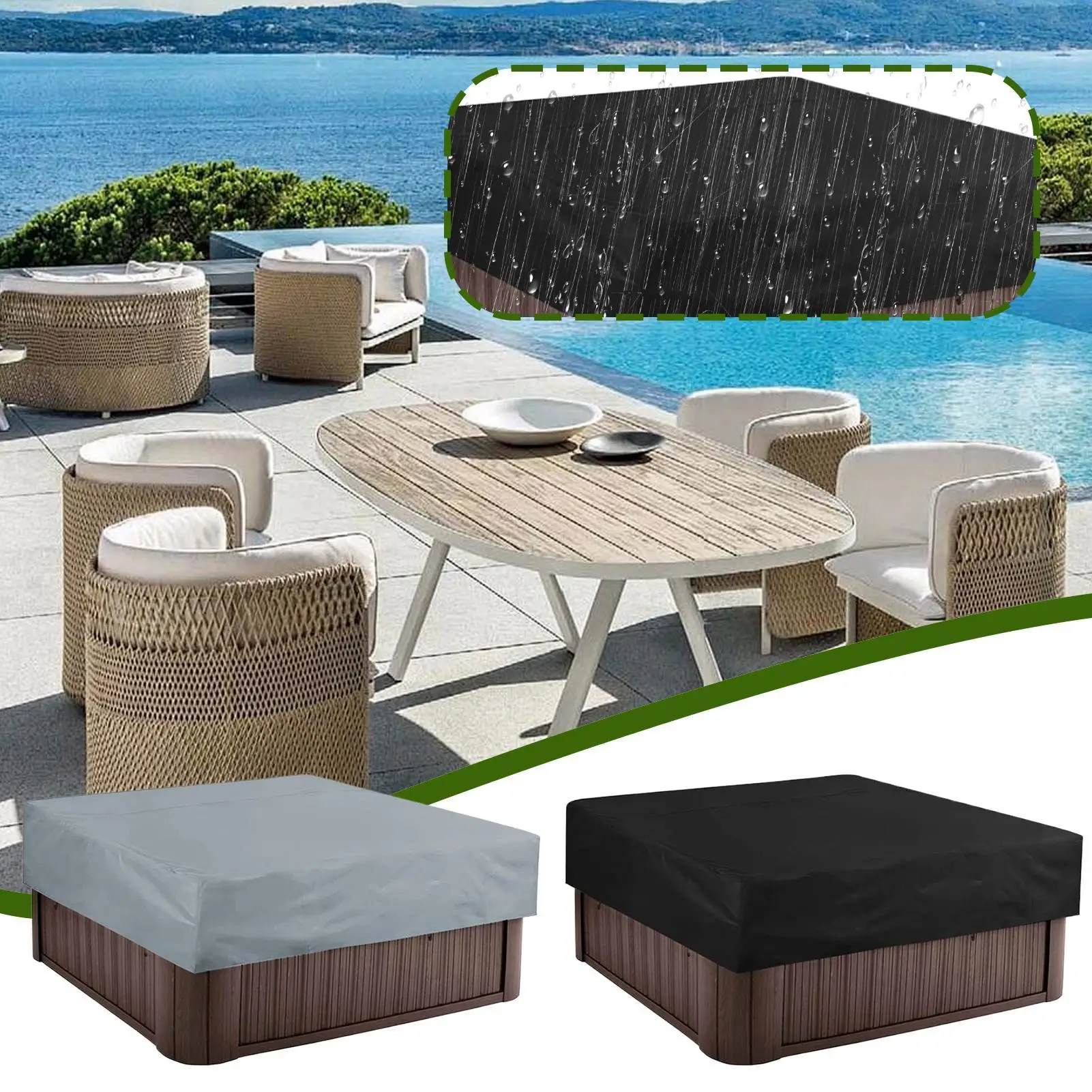 

Hot Tub Covers Waterproof Heavy Duty Protection Spa Cover Caps For Outdoor Garden Backyard Deck Poolside Residential Home