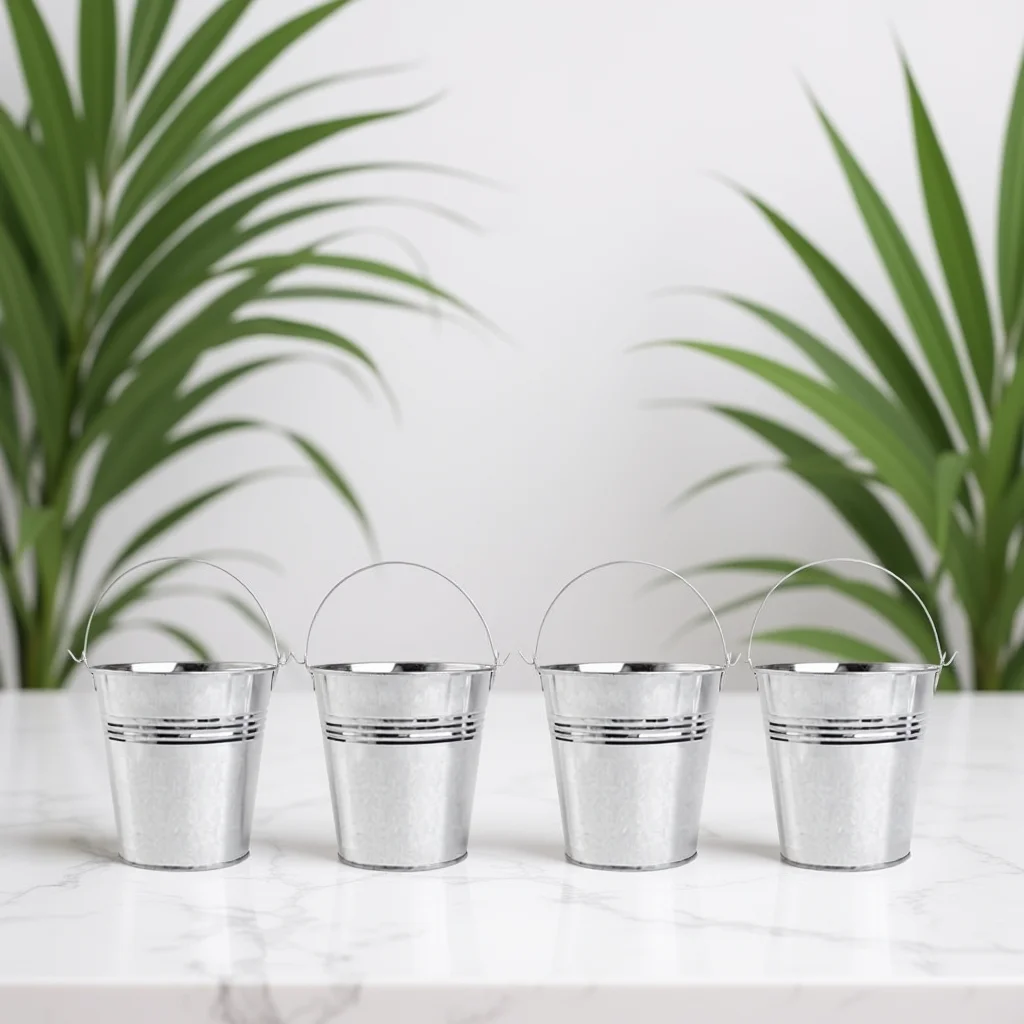 

5Pcs Mini Metal Bucket Portable Snack Container with Handle for Ice Storage Chips and Fried Food At Home Or Bar