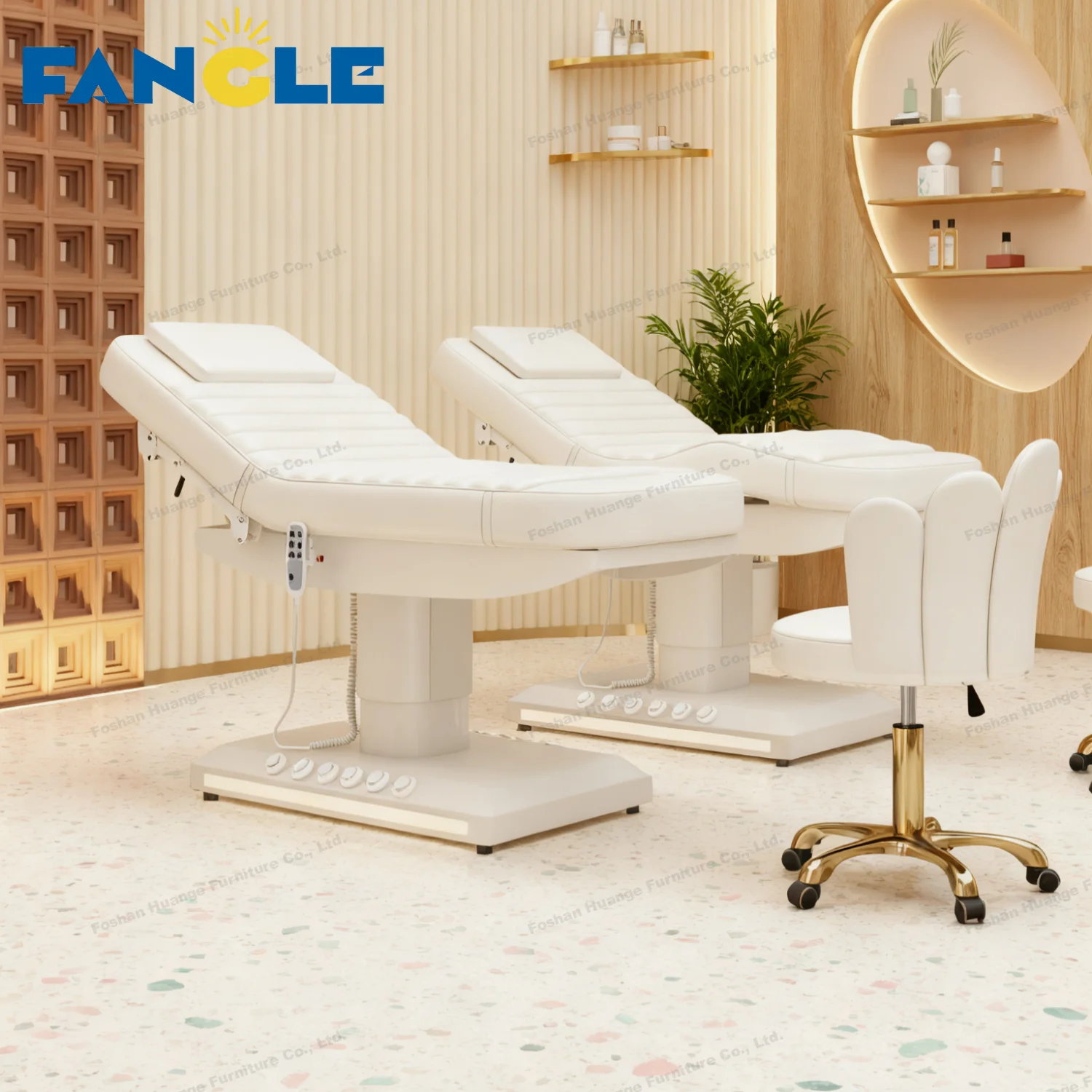 Hot Selling Electric Eyelash Bed  White Base Lash Bed Beauty Salon Furniture Set 3 Motor Electric Massage Table Facial Bed
