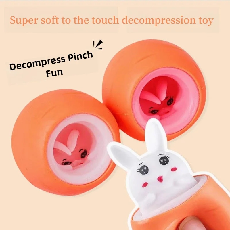 1-40PCS Easter Decoration Carrot Bunny Squeeze Telescopic Toys Children's Radish Rabbit Cup Pinch Toy Anxiety Relief Gift