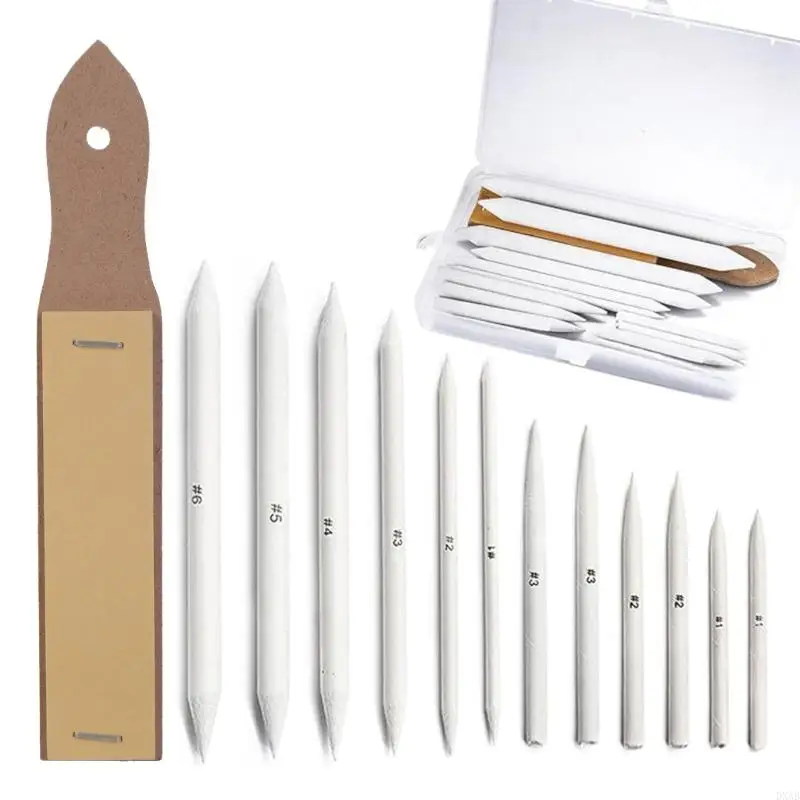 DXAB 13/20pcs Double-End Blending Stumps Tortillions Diatur dengan Rautan Rautan