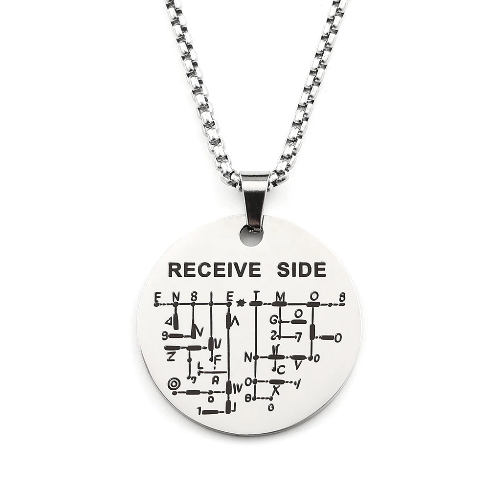 Round Morse Code Chart Pendant Necklace Engraved Receive Side Diagram Stainless Steel Necklaces HAM Amateur Radio Enthusiast